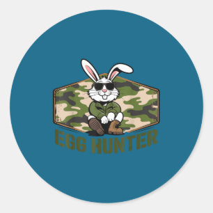 Leuke paashaas eierjager camouflage militair grapp ronde sticker