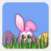 Leuke paashaas en eieren in Grass Square Sticker (Voorkant)