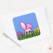 Leuke paashaas en eieren in Grass Square Sticker (Envelop)