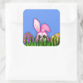 Leuke paashaas en eieren in Grass Square Sticker (Tas)