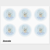 Leuke paashaas & lente bloemen mand ronde sticker (Vel)