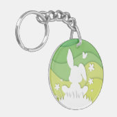 Leuke paashaas op lenteweide sleutelhanger (Voorkant Links)