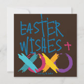 Leuke paaswensen, knuffels en kusjes | Bruin en bl Feestdagenkaart (Voorkant)