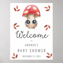 Leuke paddenstoel - Baby shower Welkomstbord Poster