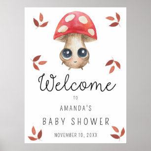 Leuke paddenstoel - Baby shower Welkomstbord Poster