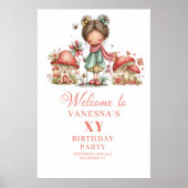Leuke Paddenstoel Fee 7e Verjaardag Welkom Poster (Voorkant)