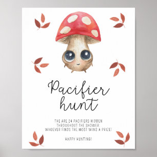 Leuke paddenstoel - fopspeen jacht baby shower spe poster