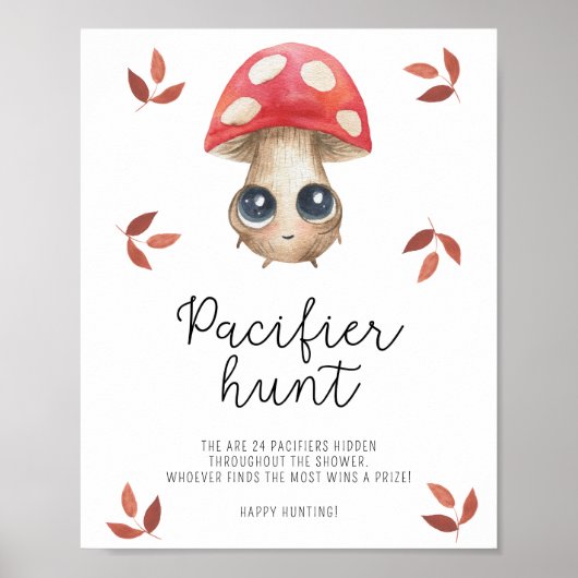 Leuke paddenstoel - fopspeen jacht baby shower spe poster (Voorkant)