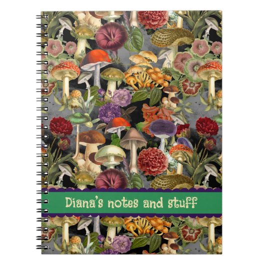 Leuke paddenstoel schimmels grijze tuin notitieboek (Voorkant)