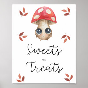 Leuke paddenstoel - snoep en traktaties baby showe poster