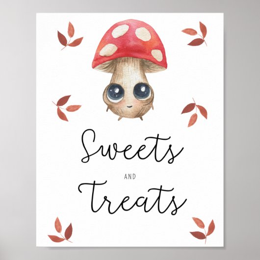 Leuke paddenstoel - snoep en traktaties baby showe poster (Voorkant)