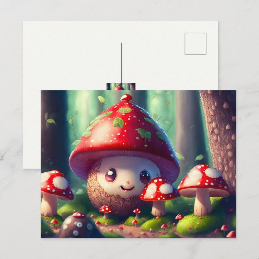 Leuke paddenstoelen in het bos, veel succes briefkaart (Voorkant / Achterkant)