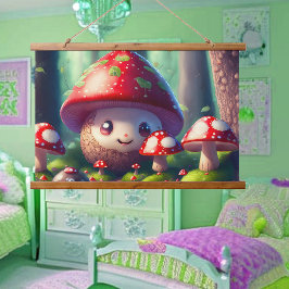 Leuke paddenstoelen in het bos - veel succes hangend wandkleed