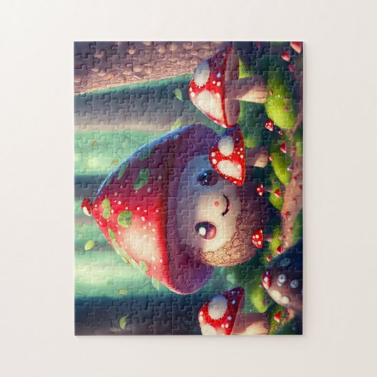 Leuke paddenstoelen in het bos - veel succes legpuzzel (Verticaal)