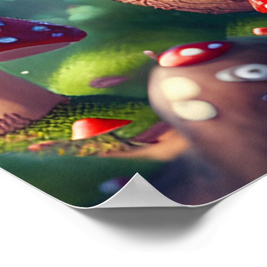 Leuke paddenstoelen in het bos - veel succes poster (Hoek)