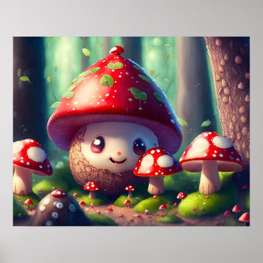 Leuke paddenstoelen in het bos - veel succes poster (Voorkant)