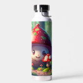 Leuke paddenstoelen in het bos - veel succes waterfles (Links)