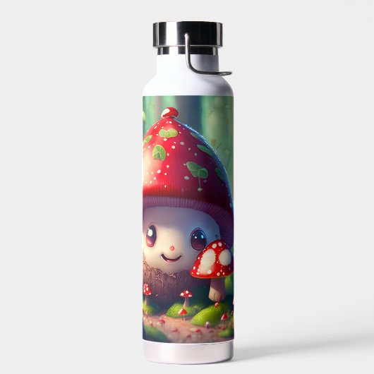 Leuke paddenstoelen in het bos - veel succes waterfles (Links)