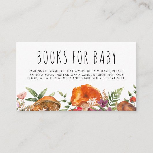 Leuke Paddestoel Baby shower Boeken Baby Informatiekaartje (Voorkant)