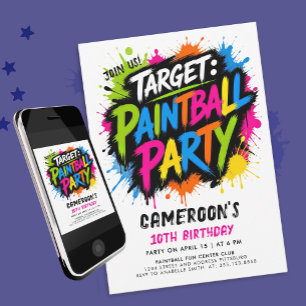 Leuke Paintball Heet Roze Borstel Typo Spatten Doe Kaart