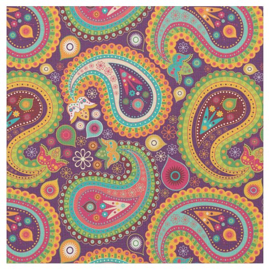 Leuke Paisley Boho Kleurrijke Bloem Stof (Close Up)