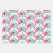 Leuke Paisley patronen Blauw Blauwgroen Rood Inpakpapier Vel (Voorkant 3)