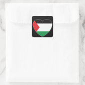 Leuke Palestijnse vlag Hart Grafisch Ontwerp Vierkante Sticker (Tas)