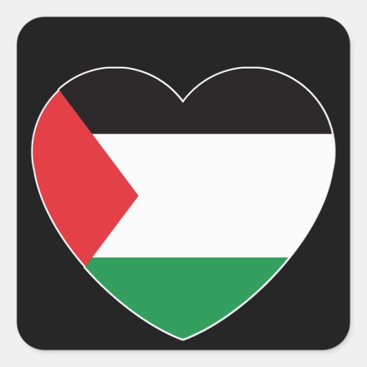 Leuke Palestijnse vlag Hart Grafisch Ontwerp Vierkante Sticker (Voorkant)