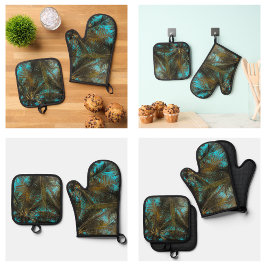 Leuke palmbladeren ontwerp ovenwant & pannenlap set