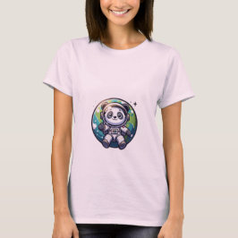 Leuke Panda Astronaut Drijvend in de voorkant van  T-shirt