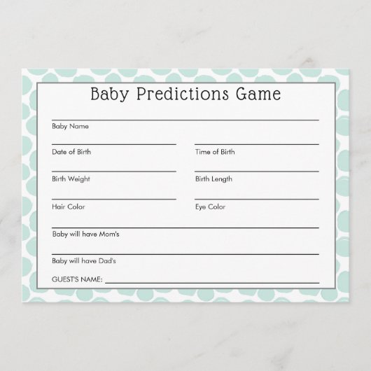 Leuke Panda Beer Baby voorspellingen spel Kaart (Voorkant)