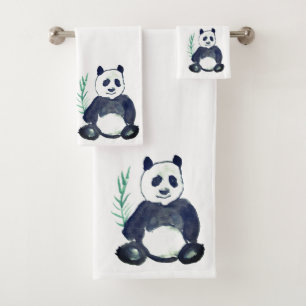 Leuke Panda Beer Dier Bamboe Waterverf Bad Handdoek