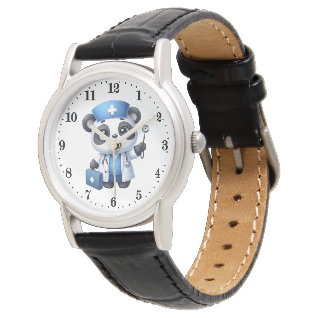 Leuke panda beer verpleegkundige horloge (Gekanteld)