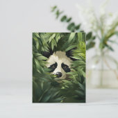 Leuke panda beer verschuilen achter groene bamboe briefkaart (Staand voorkant)