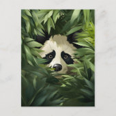 Leuke panda beer verschuilen achter groene bamboe briefkaart (Voorkant)