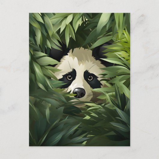 Leuke panda beer verschuilen achter groene bamboe briefkaart (Voorkant)