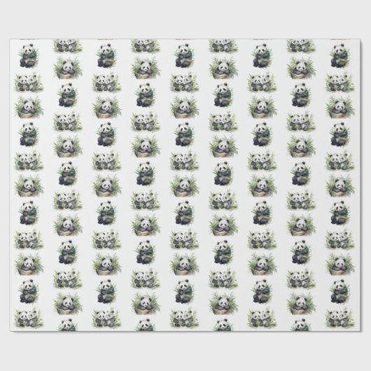 Leuke panda Beren met bamboe bladeren Cadeaupapier (Vlak)