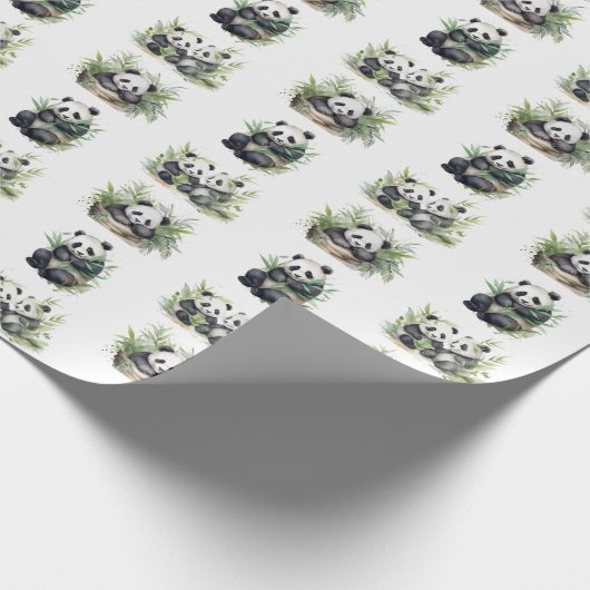 Leuke panda Beren met bamboe bladeren Cadeaupapier (Hoek)