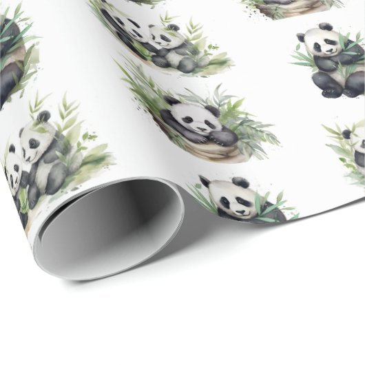 Leuke panda Beren met bamboe bladeren Cadeaupapier (Rol Hoek)