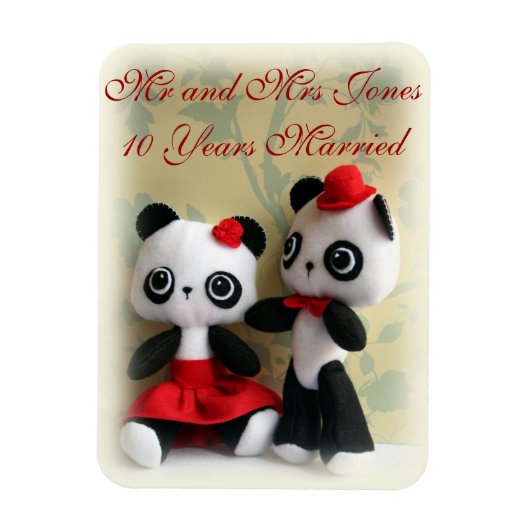 Leuke Panda Beren Paar Jubileum magneet (Verticaal)