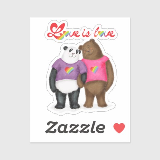 Leuke panda & bruin beer liefde is liefde vinyl st sticker (Vel)