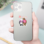 Leuke panda & bruin beer liefde is liefde vinyl st sticker (Telefoon)