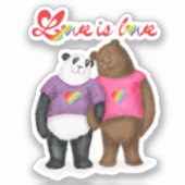 Leuke panda & bruin beer liefde is liefde vinyl st sticker (Voorkant)