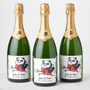 Leuke Panda Dank u Baby shower Mousserende Wijn La Sparkling Wijnetiket