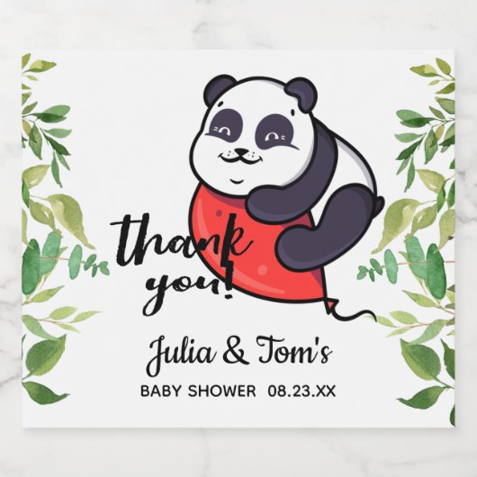 Leuke Panda Dank u Baby shower Mousserende Wijn La Sparkling Wijnetiket (Enkel label)