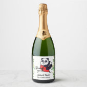 Leuke Panda Dank u Baby shower Mousserende Wijn La Sparkling Wijnetiket (Voorkant)