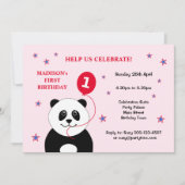 Leuke panda eerste verjaardagsfeestje roze kaart (Voorkant)