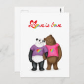 Leuke panda en bruin beer 'liefde is liefde' brief briefkaart (Voorkant / Achterkant)