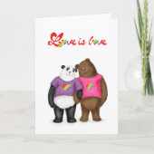Leuke panda en bruin beer 'love is love' kaart (Voorkant)