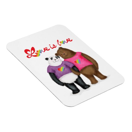 Leuke panda en bruin beer 'love is love' magneet (Rechterzijde)